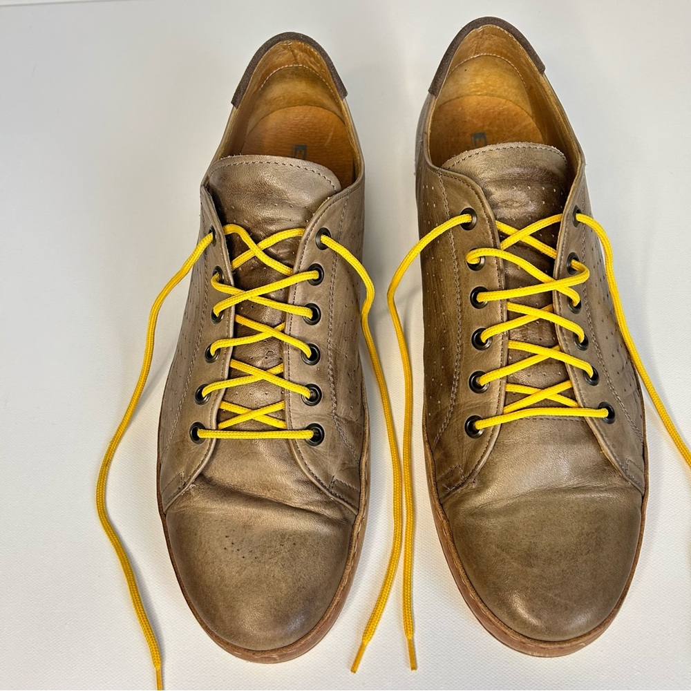 EXTON Italian Brown Leather Men's Loafers Yellow Sole Laces Euro 45 (USA 11) - Picture 6 of 12
